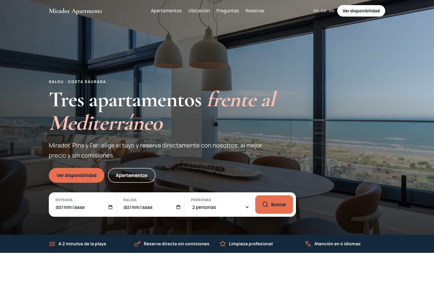 Portada de la web de Mirador Apartments