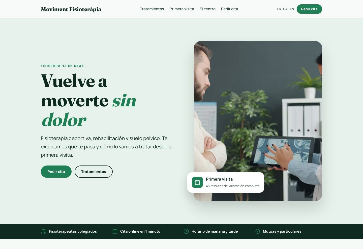 Portada de la web de Moviment Fisioteràpia