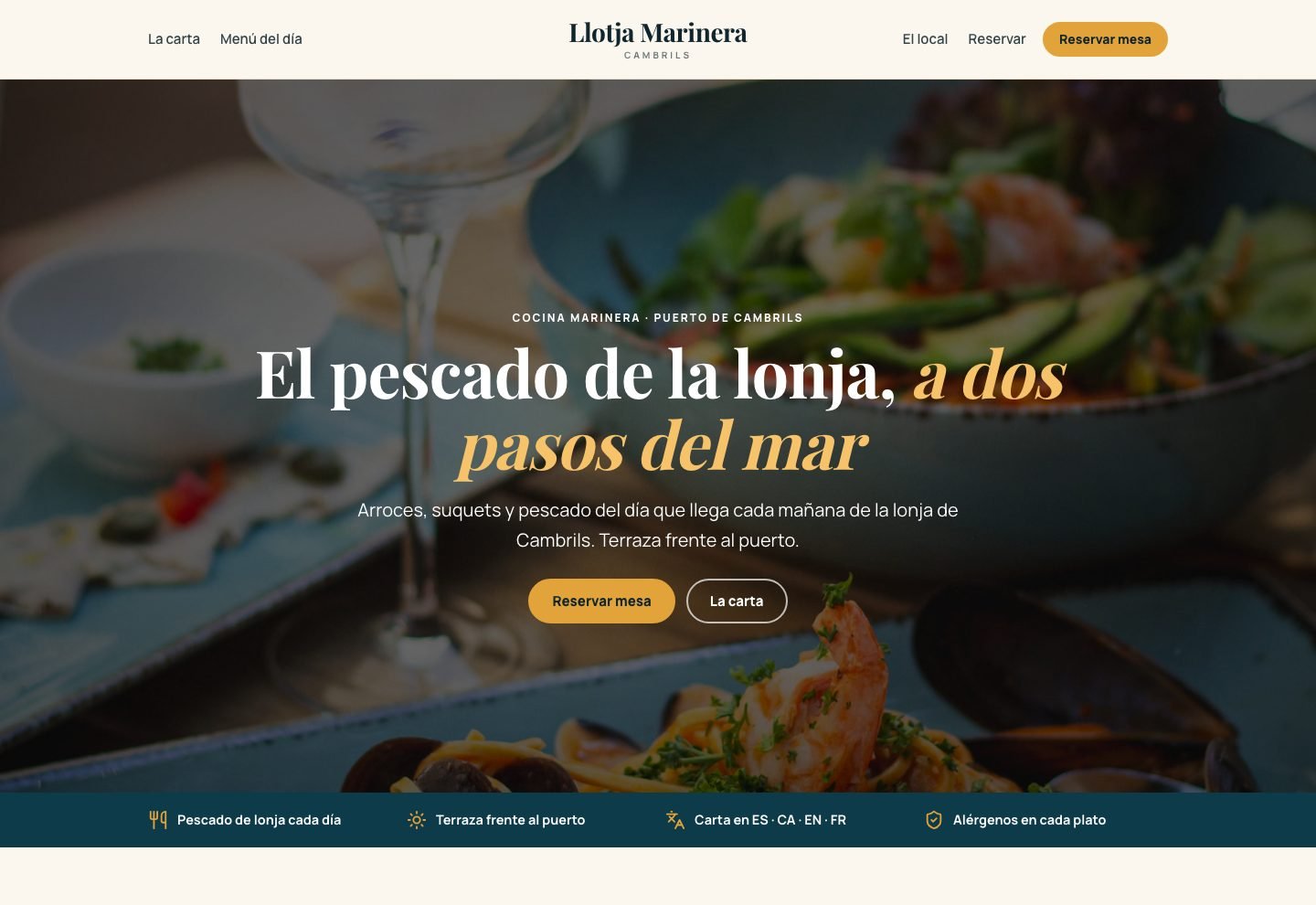 Portada de la web de Llotja Marinera